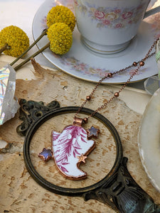 Cottagecore Ceramic Ghost Electroformed Necklace