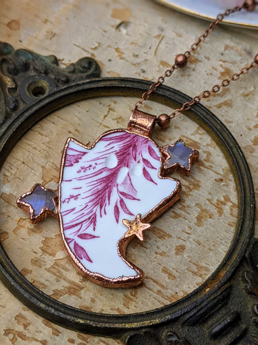 Cottagecore Ceramic Ghost Electroformed Necklace