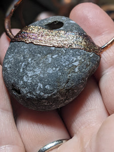 Copper Electroformed Welsh Hagstone Pebble Necklace 3