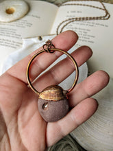 Load image into Gallery viewer, Copper Electroformed Welsh Hagstone Pebble Necklace 1