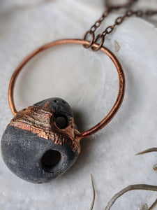 Copper Electroformed Welsh Hagstone Pebble Necklace 2