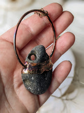 Load image into Gallery viewer, Copper Electroformed Welsh Hagstone Pebble Necklace 3