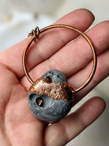 Copper Electroformed Welsh Hagstone Pebble Necklace 2