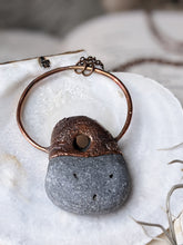 Load image into Gallery viewer, Copper Electroformed Welsh Hagstone Pebble Necklace 4