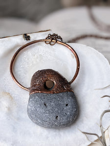 Copper Electroformed Welsh Hagstone Pebble Necklace 4