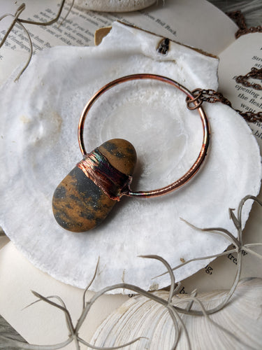 Copper Electroformed Welsh Beach Pebble Worry Stone Necklace 1