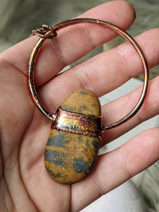 Copper Electroformed Welsh Beach Pebble Worry Stone Necklace 1