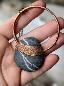 Copper Electroformed Welsh Beach Pebble Worry Stone Necklace 2