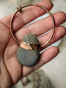 Copper Electroformed Welsh Beach Pebble Worry Stone Necklace 3