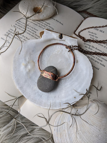 Copper Electroformed Welsh Beach Pebble Worry Stone Necklace 3