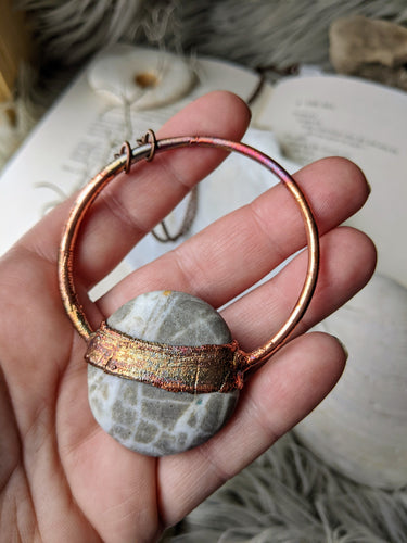 Copper Electroformed Welsh Beach Pebble Worry Stone Necklace 4