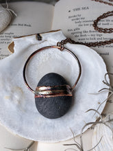 Load image into Gallery viewer, Copper Electroformed Welsh Beach Pebble Worry Stone Necklace 5