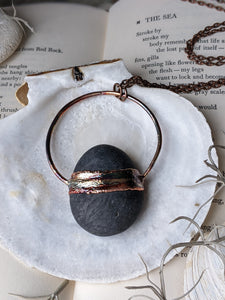 Copper Electroformed Welsh Beach Pebble Worry Stone Necklace 5