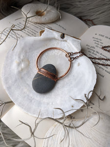 Copper Electroformed Welsh Beach Pebble Worry Stone Necklace 6