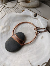 Load image into Gallery viewer, Copper Electroformed Welsh Beach Pebble Worry Stone Necklace 6