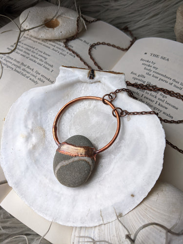 Copper Electroformed Welsh Beach Pebble Worry Stone Necklace 8