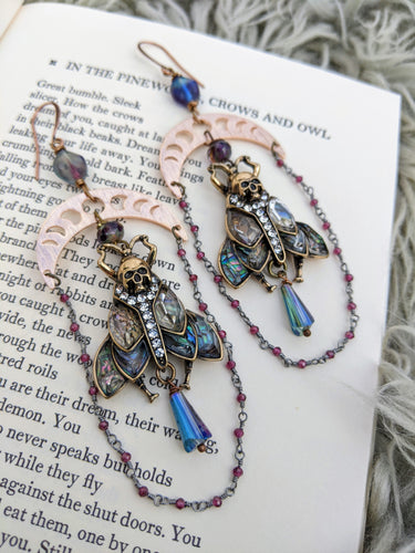 Celestial Death Head Moth Vintage Style Earrings 1