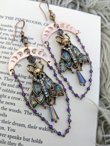 Celestial Death Head Moth Vintage Style Earrings 3