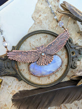 Load image into Gallery viewer, Copper Electroformed Moonstone Owl 1