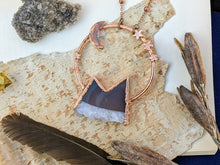 Load image into Gallery viewer, Copper Electroformed  Agate and Amethyst Druzy Mountain Moon 2