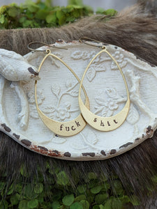 Fuck Shit - Stamped Brass Earrings