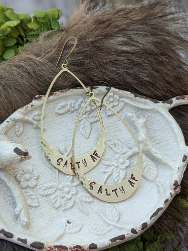 Salty AF - Stamped Brass Earrings
