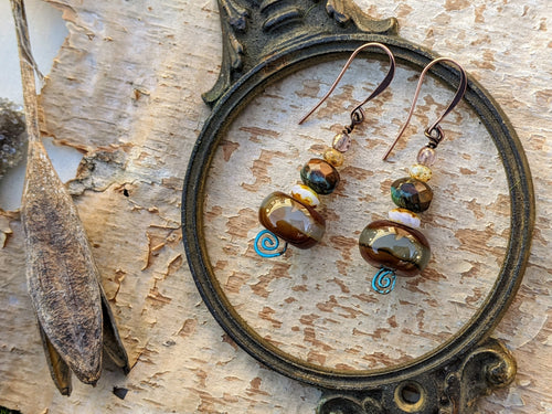 Peruvian Opal Wood Earrings