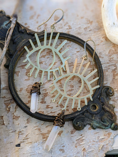 Protective Evil Eye Quartz Point Earrings