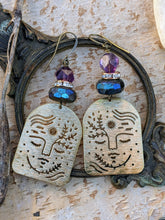 Load image into Gallery viewer, Elemental Goddess Gaia Labradorite and Amethyst Earrings