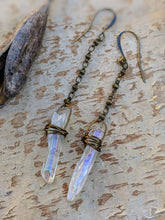 Load image into Gallery viewer, Quartz Point Ball Chain Earrings