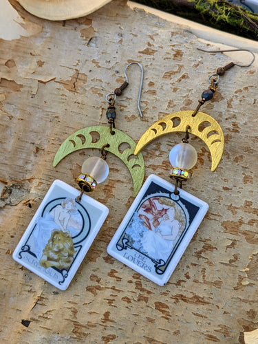Brass Moon Phase Tarot Earrings II