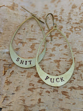 Load image into Gallery viewer, Fuck Shit - Stamped Brass Earrings - ALL CAPS