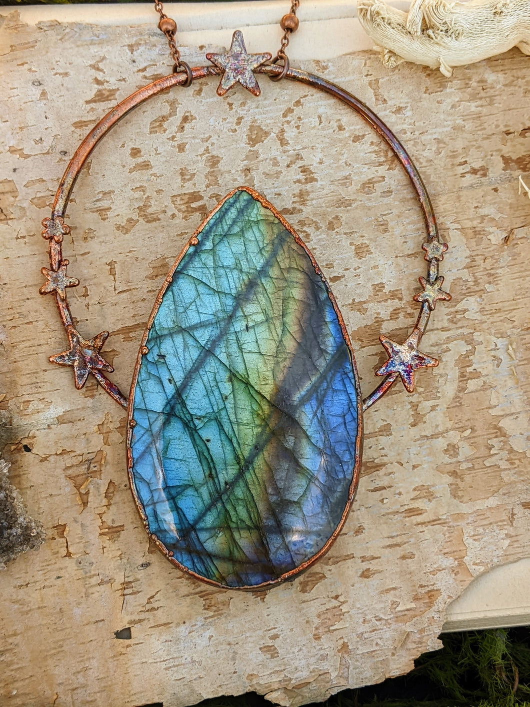 Giant Celestial Copper Electroformed Statement Necklace