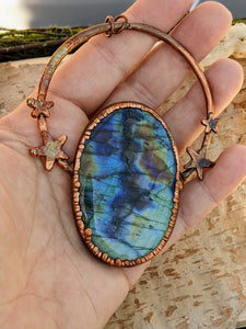 Oval Celestial Copper Electroformed Statement Necklace