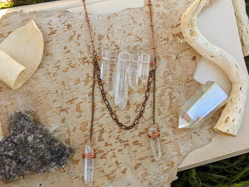 Quartz Point Chain Drape Necklace