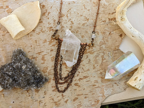 Chunky Quartz Chain Drape Necklace
