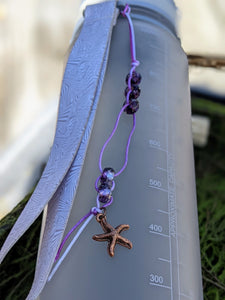 Water Bottle Abacus - Purple with Silver Starfish
