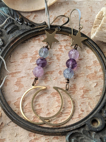 Fluorite Moon Earrings 1