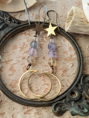 Fluorite Moon Earrings 2