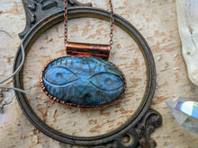 Load image into Gallery viewer, Electroformed Labradorite Evil Eye Nazar Protection Amulet Necklace