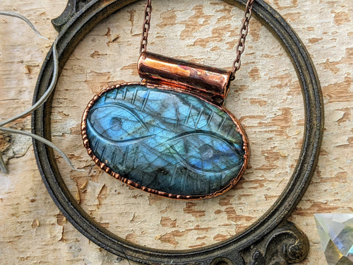 Electroformed Labradorite Evil Eye Nazar Protection Amulet Necklace