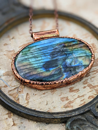 Electroformed Oval Labradorite Necklace