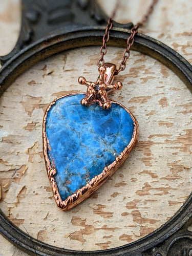 Electroformed Blue Apatite Teardrop Necklace 2