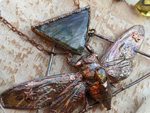 Load image into Gallery viewer, Copper Electroformed Giant Cicada - Faceted Labradorite