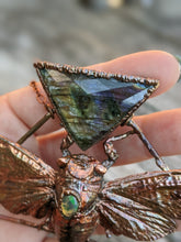 Load image into Gallery viewer, Copper Electroformed Giant Cicada - Faceted Labradorite