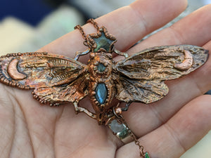 Copper Electroformed Cicada - Labradorite Star