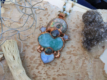 Load image into Gallery viewer, Ammonite Mermaid Amulet with Amazonite and Moonstone