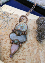 Load image into Gallery viewer, Ammonite Mermaid Amulet with Peach and Grey Moonstone
