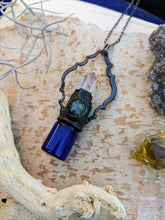 Load image into Gallery viewer, Glass Rollerball Necklace - Golden Rutile Quartz and Labradorite