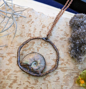 Copper Electroformed Ammonite Necklace